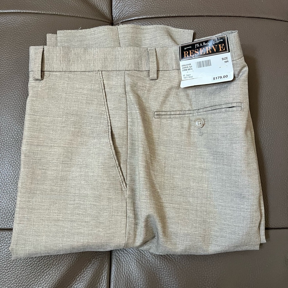 NWT Jos A. Banks Men Trousers no hem size 38